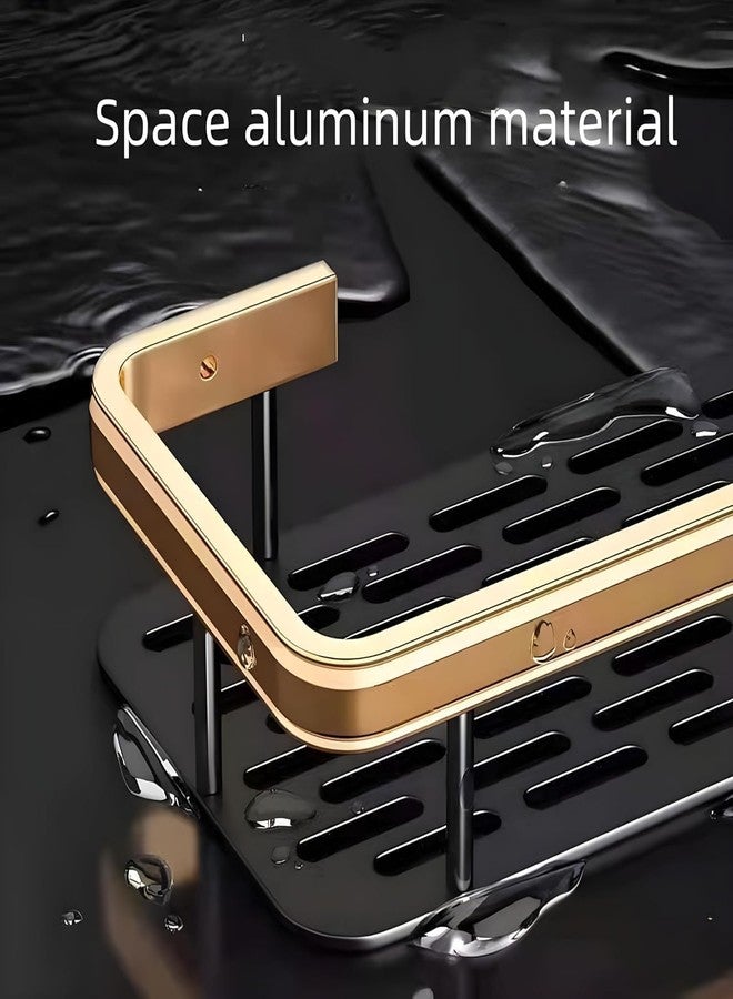 TEKCOOL رف حمام ذاتي اللصق من TEKCOOL، منظم رفوف حائط، حامل رفوف حمام مثبت على الحائط، منظم إكسسوارات الحمام بدون حفر (ذهبي، عبوة من قطعة واحدة) - Image 4